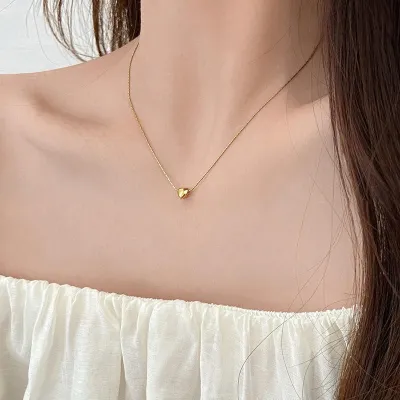 Gold Plated Zircon Heart-Shaped Necklace 